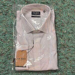 The Tie Bar Blue/White Plaid Button Down Trim Fit Shirt Size 16 1/2 32/33